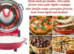 Beper P101CUD301 Pizzaofen, 400°C, 31 cm Keramikplatte, 5 Kochstufen, 15-Minuten-Timer, Edelstahl