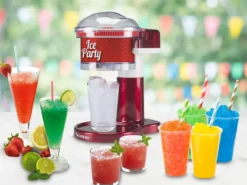 BEPER P102GEL100 Eiscrusher 30W für Slush Ice, Granita & Cocktails, Rot