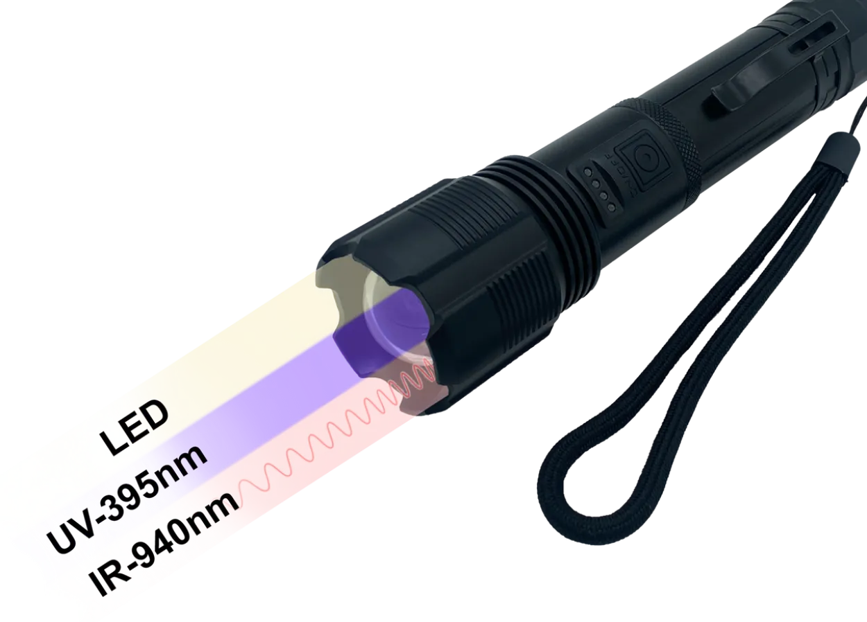 Berger & Schröter | Dreifunktions LED Taschenlampe, Weiß, IR, UV