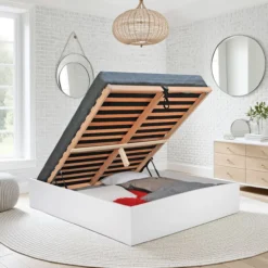 Bettkasten BILBAO mit Lattenrost/ Bett 140x200 - Weiß