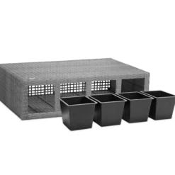 Blumenkasten Polyrattan 4er 95x60x27cm grau