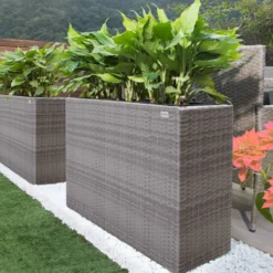 Blumenkasten Polyrattan 4er 95x60x27cm grau