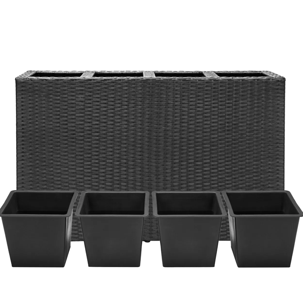 Blumenkasten Polyrattan 4er 95x60x27cm schwarz