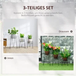 Blumenständer 3er Set Pflanzenständer für Blumentopf bis Ø16 cm