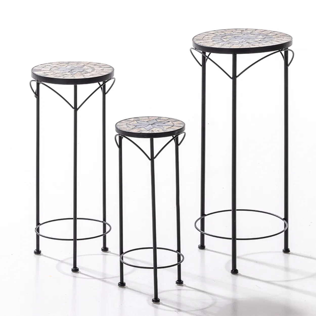 Blumenständer Set aus Metall, klein-mittel-groß - Schwarz