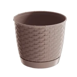 Blumentopf in Rattanoptik, ca. 13 Liter - Dunkelbraun