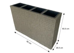 Blumentopf Rattan-Optik aus Stahl, ca. 37 x 26,5 x 60,5 cm