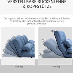 Bodenstuhl 2-in-1 Bodensessel Bett mit Rückenlehne Verstellbar Blau