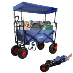 Bollerwagen faltbar mit Dach, blau