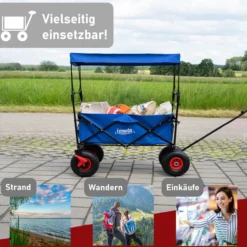Bollerwagen faltbar mit Dach, blau