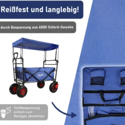 Bollerwagen faltbar mit Dach, blau