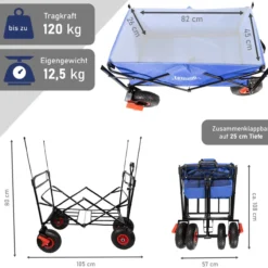 Bollerwagen faltbar mit Dach, blau