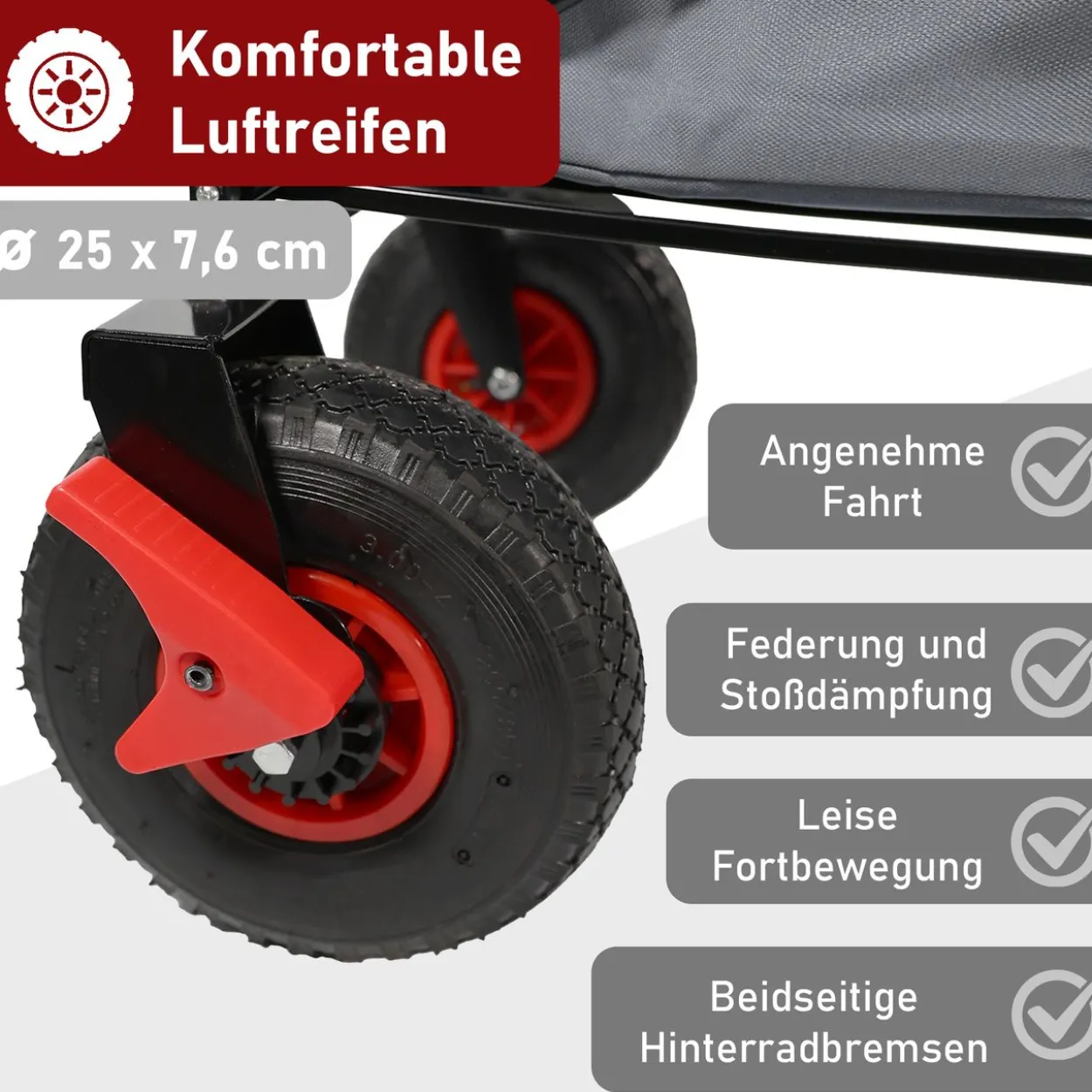 Bollerwagen faltbar mit Dach, grau