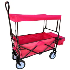 Bollerwagen mit Dach und Korb, ca. 90 x 53 x 118 cm