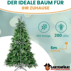 BonTree Tanne künstlicher Weihnachtsbaum 210 cm mit 280 LED warmweiß