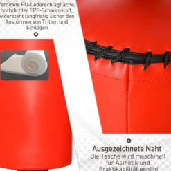 Boxsack Stehend 205cm Boxstand Standbox-Trainer Boxhandschuhe Rot