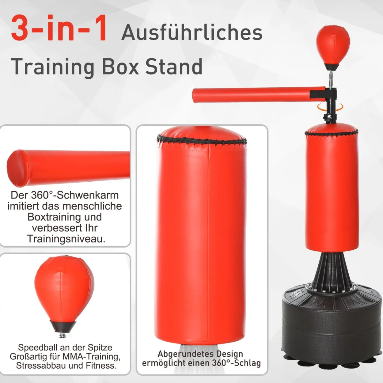 Boxsack Stehend 205cm Boxstand Standbox-Trainer Boxhandschuhe Rot