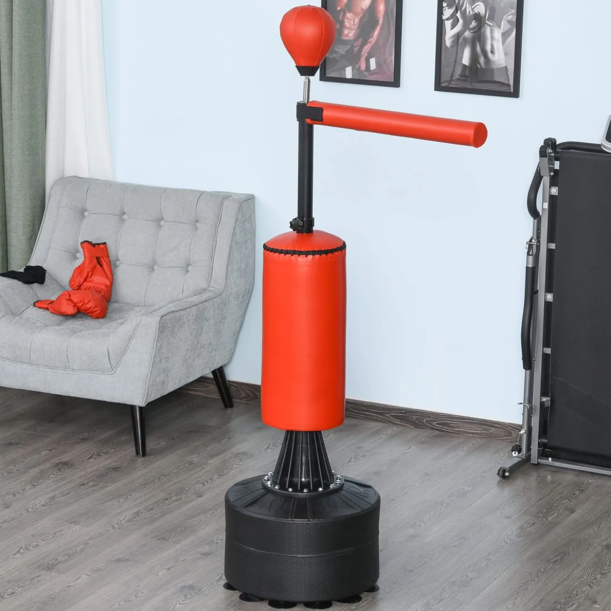 Boxsack Stehend 205cm Boxstand Standbox-Trainer Boxhandschuhe Rot