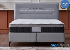Boxspringbett "A-CLOUD" mit Stauraum – Bett mit Bettkasten & Pocket-Federkern Matratze - Grau