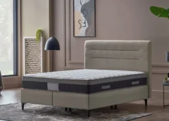 Boxspringbett "A-CLOUD" mit Stauraum – Bett mit Bettkasten & Pocket-Federkern Matratze - Cream