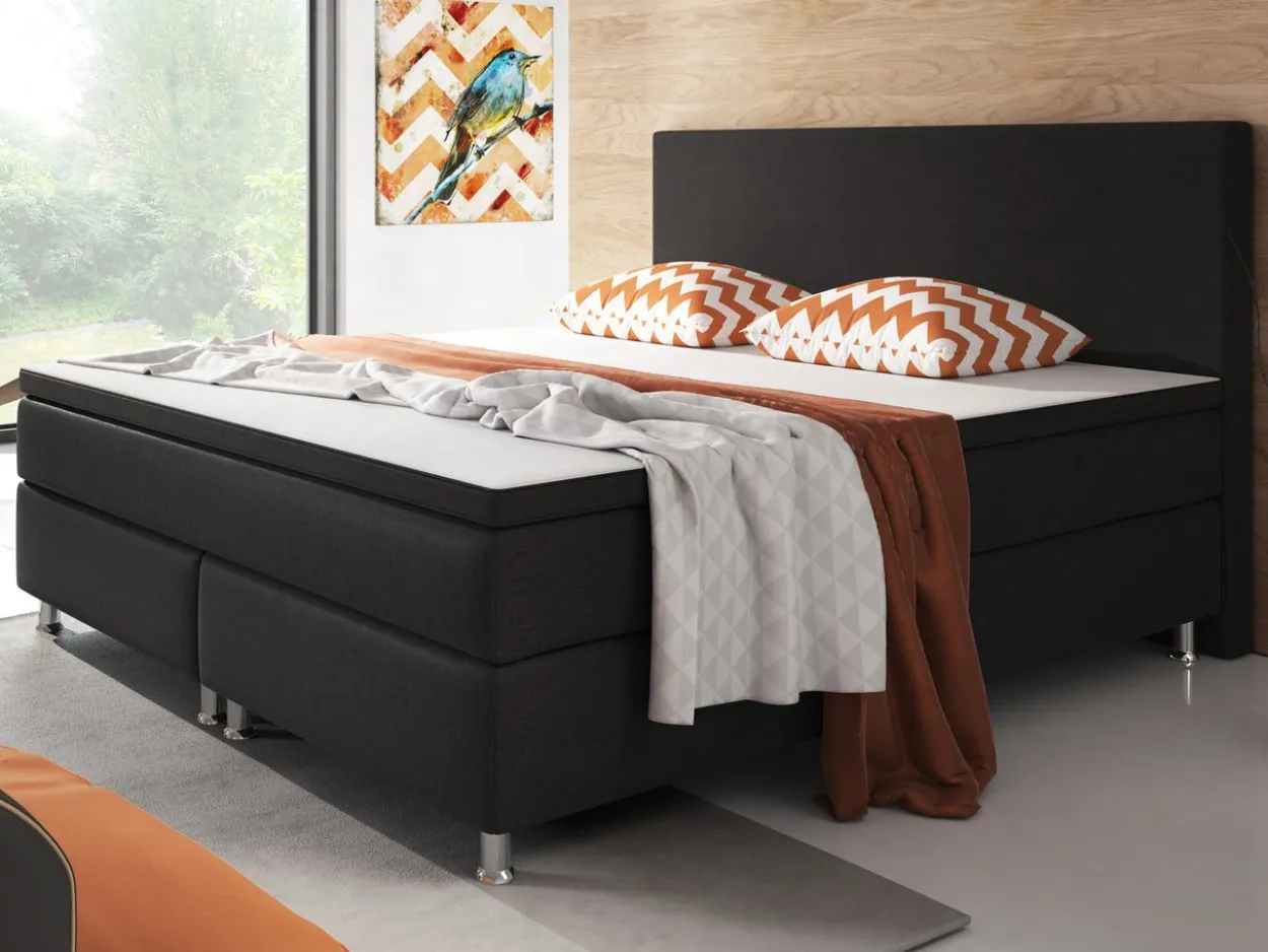 Boxspringbett Berlin 180x200 cm Webstoff Schwarz
