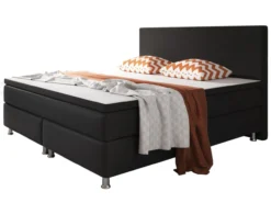 Boxspringbett Berlin 180x200 cm Webstoff Schwarz