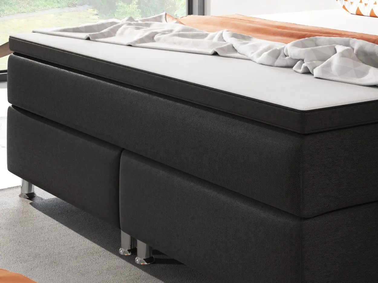 Boxspringbett Berlin 180x200 cm Webstoff Schwarz