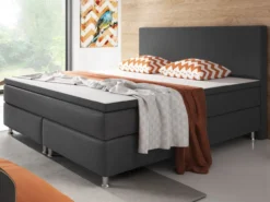 Boxspringbett Berlin 180x200 cm Webstoff Anthrazit