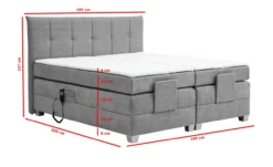 Boxspringbett BERN 180x200 cm mit Motor grau Coral 75