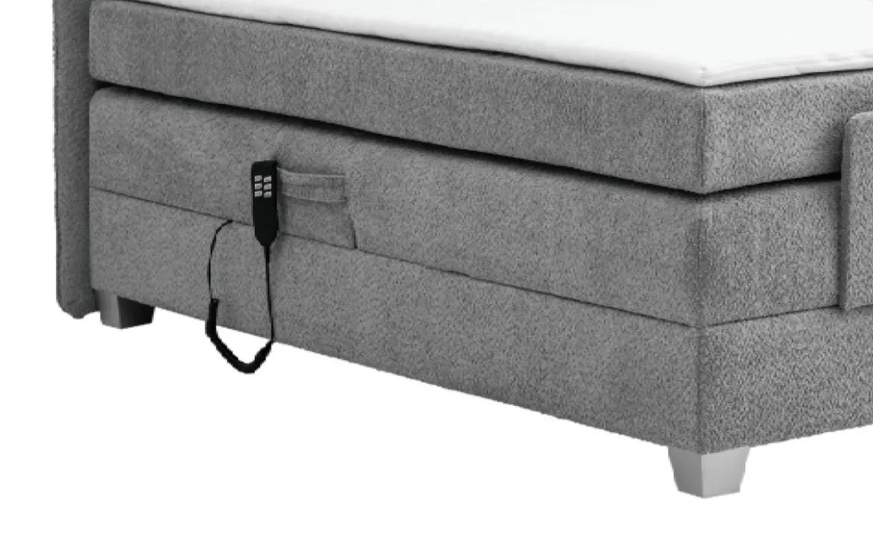 Boxspringbett BERN 200x200 cm mit Motor grau Coral 75
