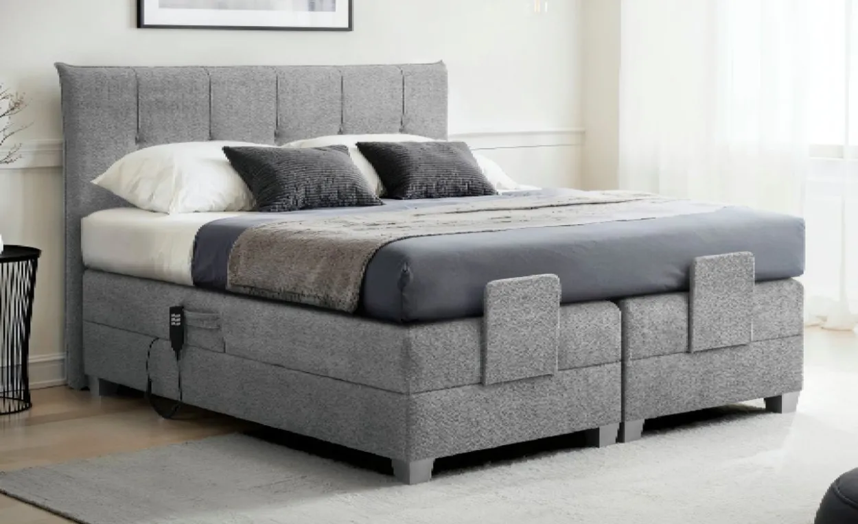 Boxspringbett BERN 200x200 cm mit Motor grau Coral 75