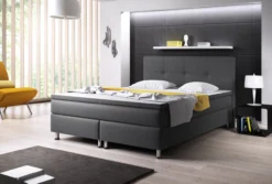 Boxspringbett Dallas 180x200 Webstoff Anthrazit