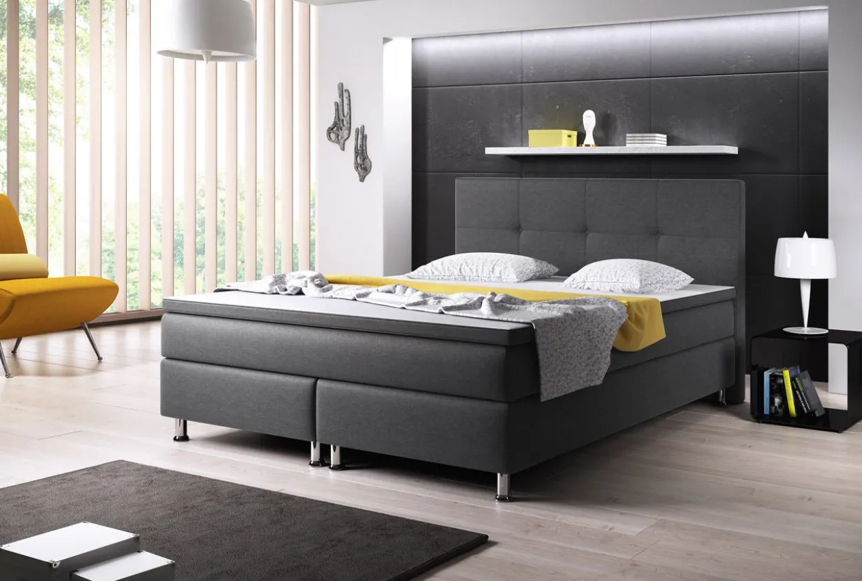 Boxspringbett Dallas 180x200 Webstoff Anthrazit