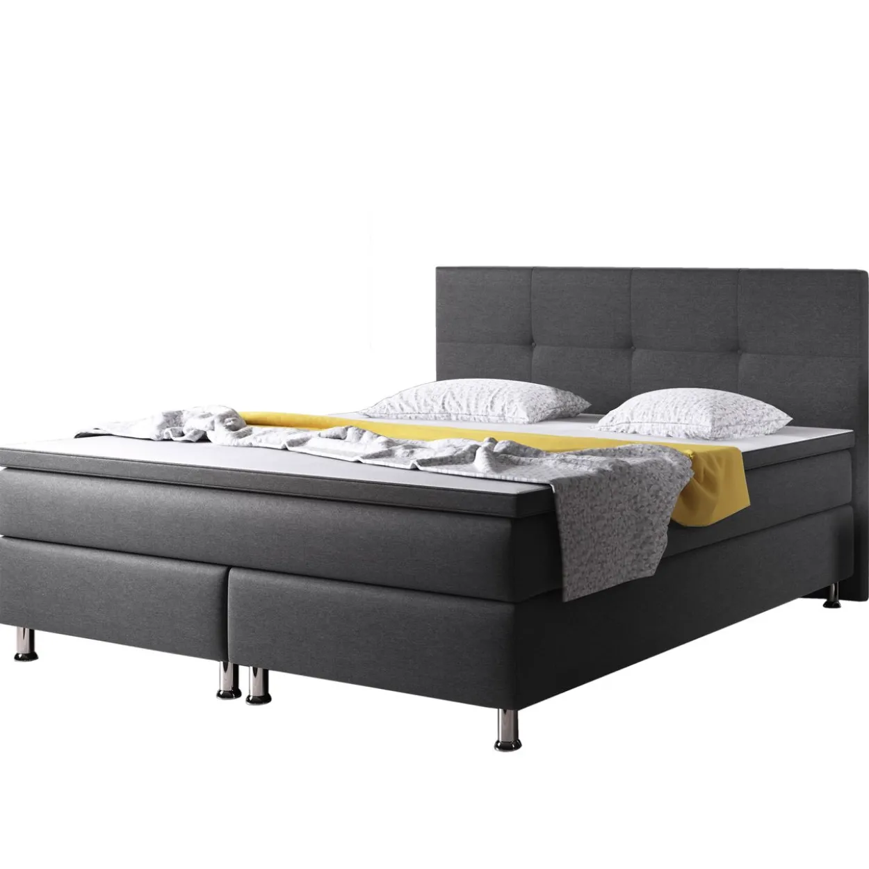 Boxspringbett Dallas 180x200 Webstoff Anthrazit