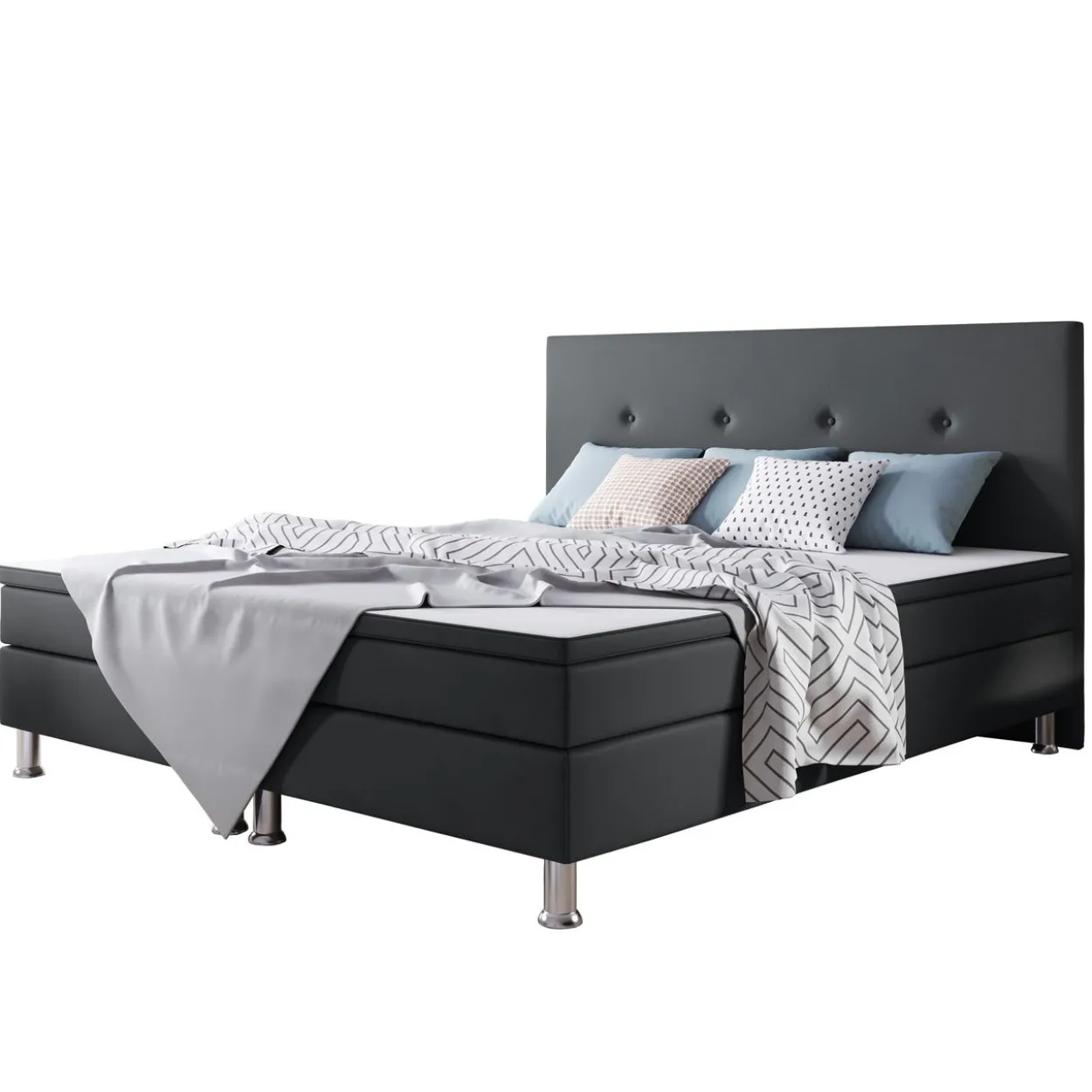 Boxspringbett Jump 180x200 Webstoff Anthrazit Typ 2