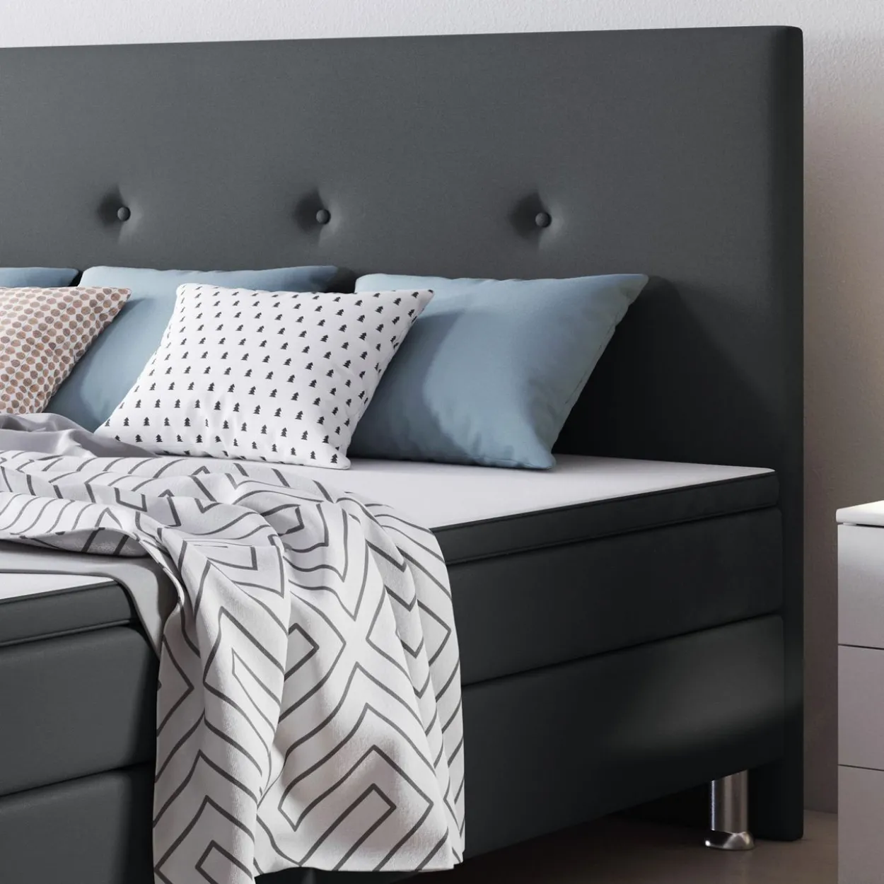 Boxspringbett Jump 180x200 Webstoff Anthrazit Typ 2