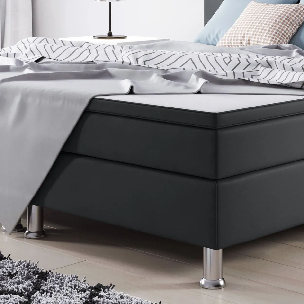 Boxspringbett Jump 180x200 Webstoff Anthrazit Typ 2