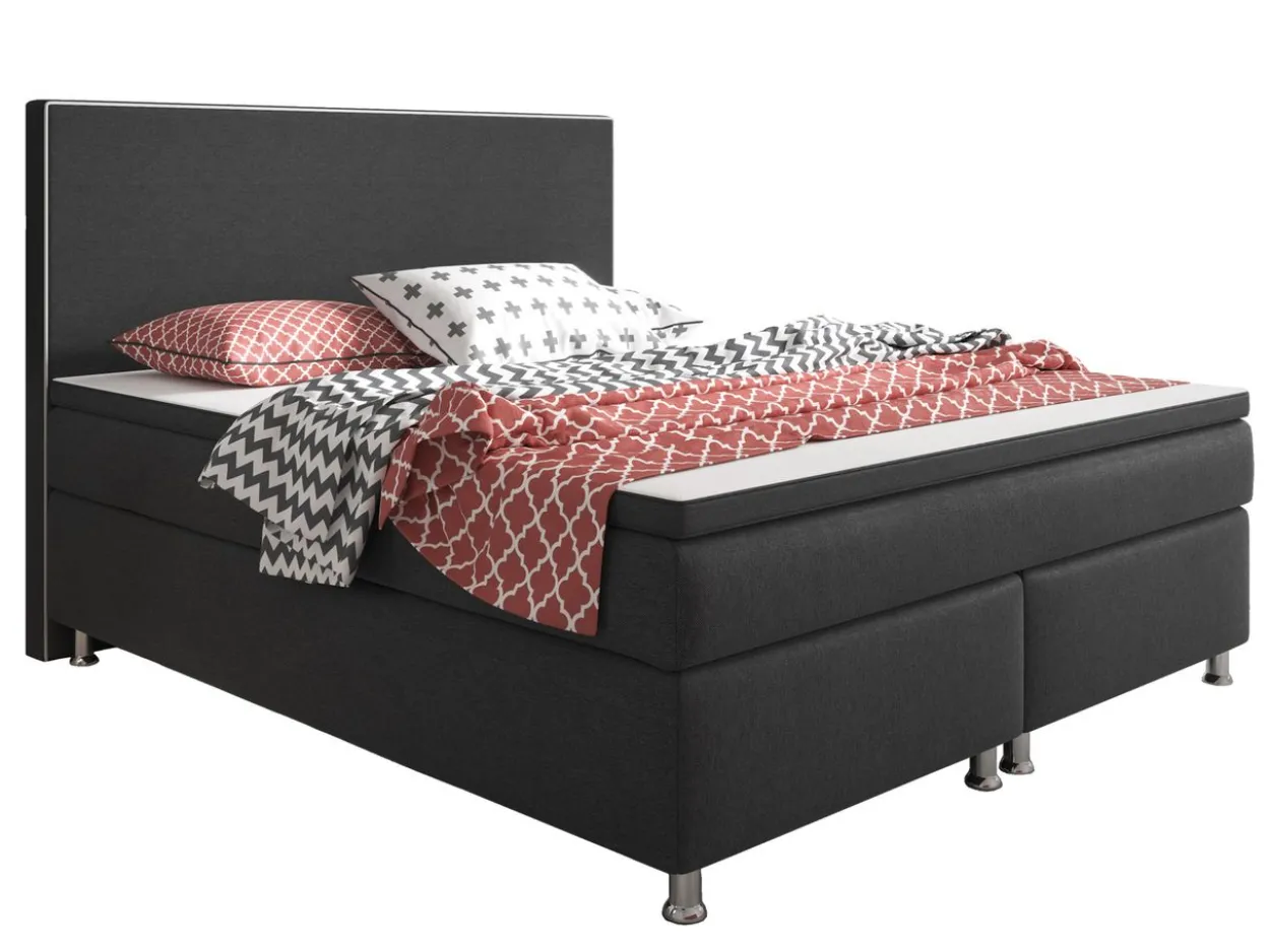 Boxspringbett King Size 180x200 cm Webstoff Anthrazit