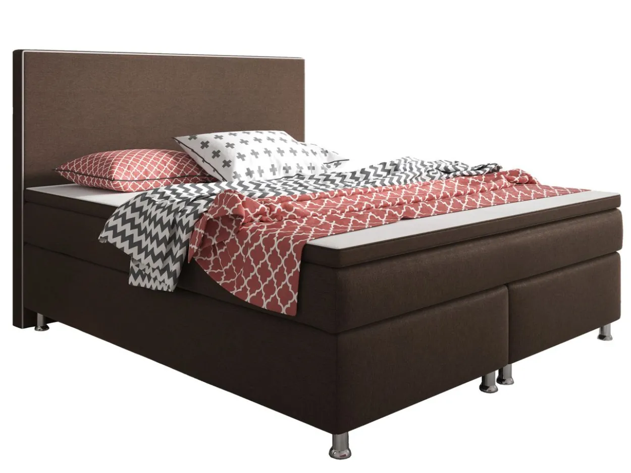 Boxspringbett King Size 180x200 cm Webstoff Braun