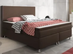 Boxspringbett King Size 180x200 cm Webstoff Braun