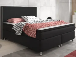 Boxspringbett King Size 180x200 cm Webstoff Schwarz