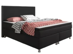 Boxspringbett King Size 180x200 cm Webstoff Schwarz