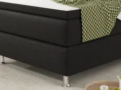Boxspringbett Köln 90x200 Webstoff Schwarz