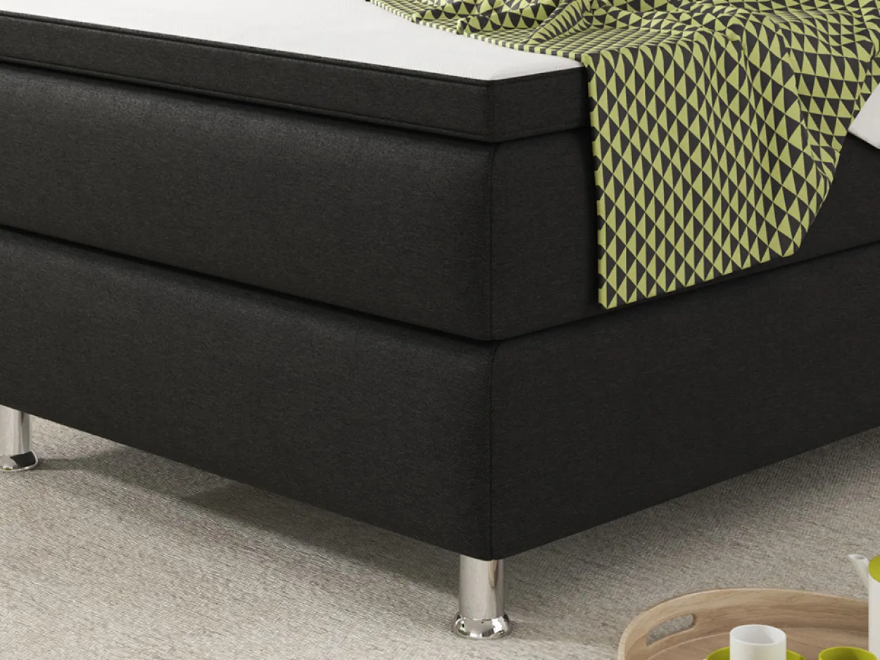Boxspringbett Köln 90x200 Webstoff Schwarz
