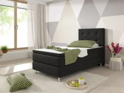 Boxspringbett Köln 90x200 Webstoff Schwarz