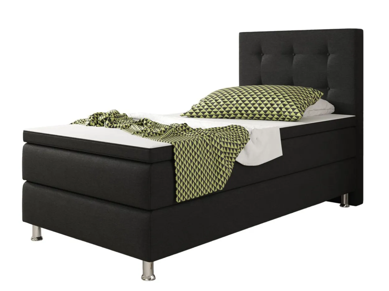 Boxspringbett Köln 90x200 Webstoff Schwarz