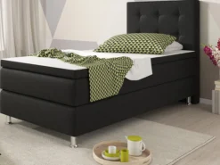 Boxspringbett Köln 90x200 Webstoff Schwarz