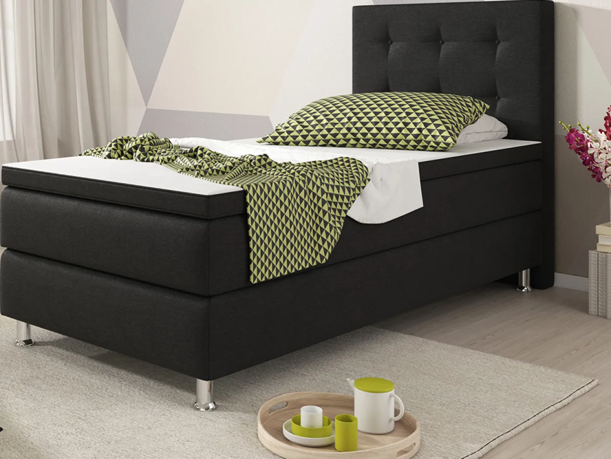 Boxspringbett Köln 90x200 Webstoff Schwarz