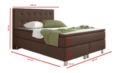 Boxspringbett Köln 140x200 Webstoff Braun