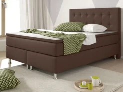 Boxspringbett Köln 140x200 Webstoff Braun